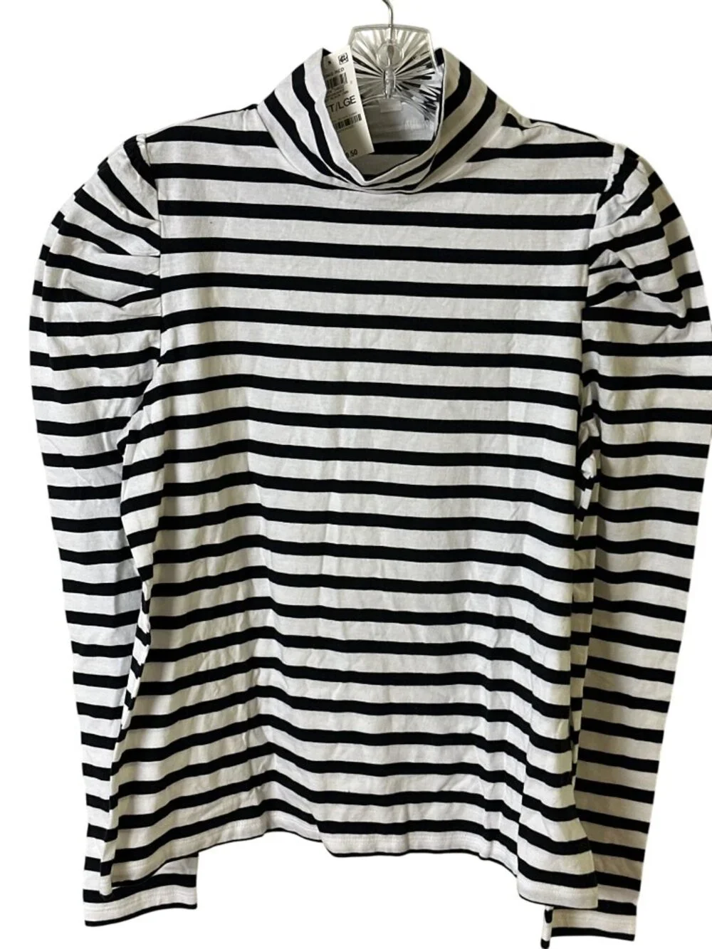 Charter Club Size PL Black White Striped Long-Sleeve Top Modern Fit Womens - Picture 2 of 8